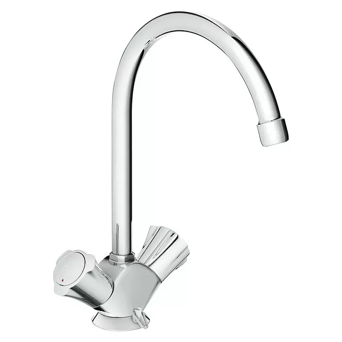 Grohe Costa Spültischarmatur - Niederdruck, Chrom, Auslauf schwenkbar - Diagonale Ansicht