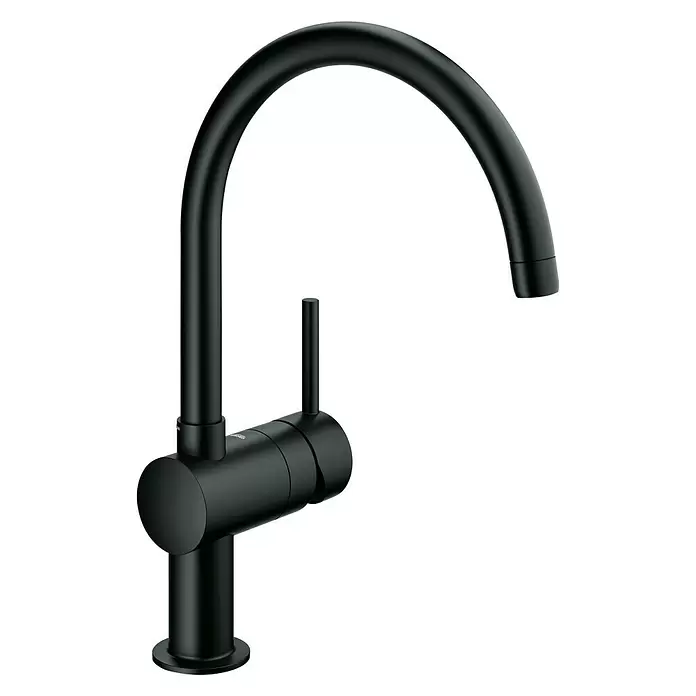 Grohe Spültischarmatur Minta - C-Auslauf, Velvet Black, Matt, Auslauf schwenkbar - Diagonale Ansicht