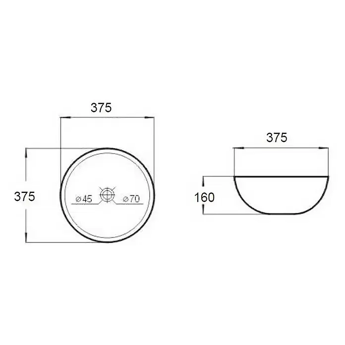 Best Design Waskom Rema - Diameter: 37,5 cm, Met overloop, Wit - Blauwdruk