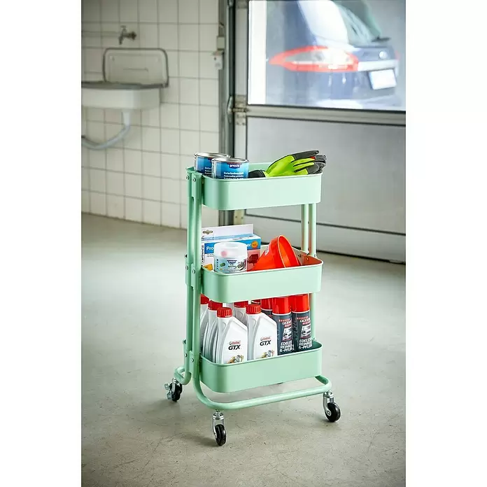 Regalux Beistellwagen - L x B x H: 35,5 x 43 x 86 cm, Anzahl Fächer: 3 Stk., Grün - Stimmungsaufnahme