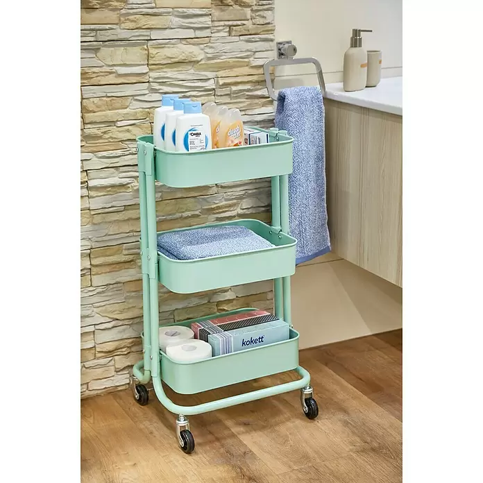 Regalux Beistellwagen - L x B x H: 35,5 x 43 x 86 cm, Anzahl Fächer: 3 Stk., Grün - Stimmungsaufnahme