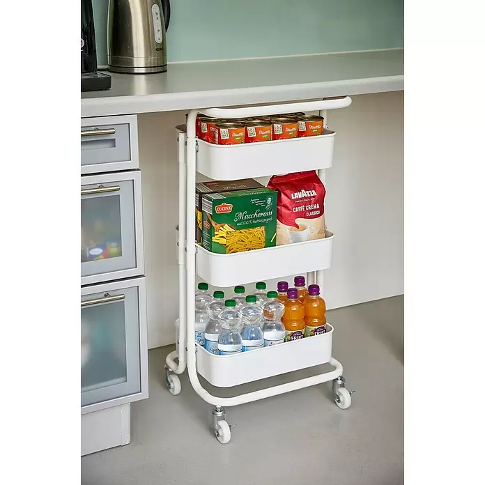 Regalux Beistellwagen - L x B x H: 35,5 x 43 x 86 cm, Anzahl Fächer: 3 Stk., Weiß - Stimmungsaufnahme
