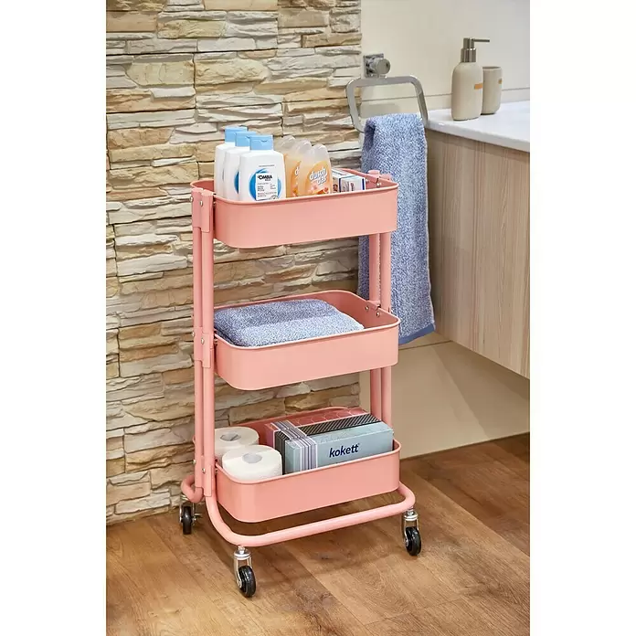 Regalux Beistellwagen - L x B x H: 35,5 x 43 x 86 cm, Anzahl Fächer: 3 Stk., Pink - Stimmungsaufnahme