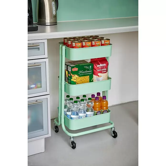 Regalux Beistellwagen - L x B x H: 35,5 x 43 x 86 cm, Anzahl Fächer: 3 Stk., Grün - Stimmungsaufnahme