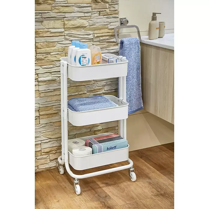 Regalux Beistellwagen - L x B x H: 35,5 x 43 x 86 cm, Anzahl Fächer: 3 Stk., Weiß - Stimmungsaufnahme