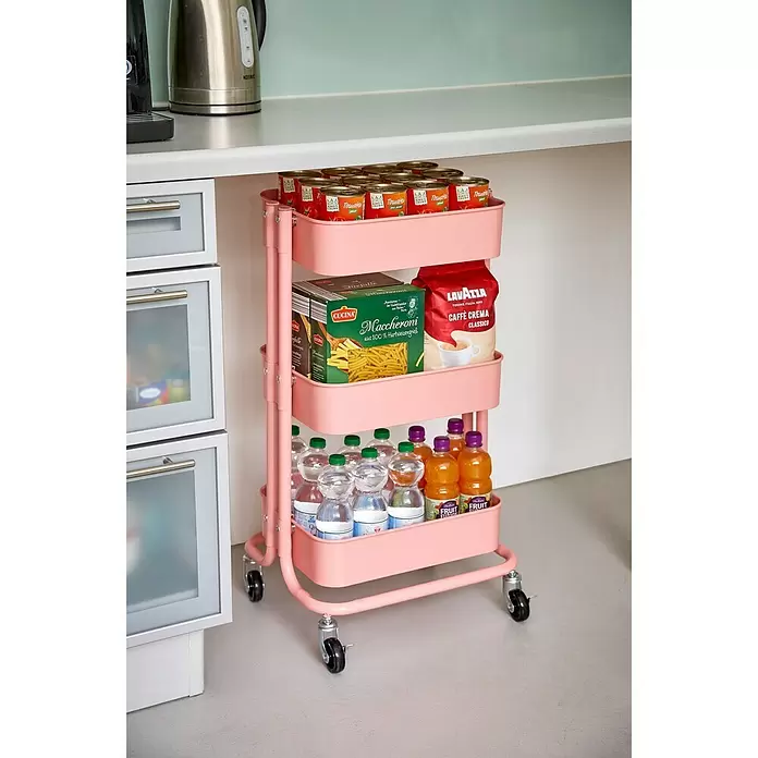 Regalux Beistellwagen - L x B x H: 35,5 x 43 x 86 cm, Anzahl Fächer: 3 Stk., Pink - Stimmungsaufnahme