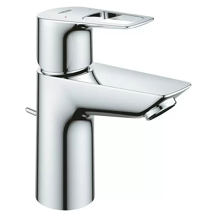 Grohe Waschtischarmatur S-Size - Chrom, Glänzend, Energiespar-Funktion, Mit Bügelhebel - Diagonale Ansicht