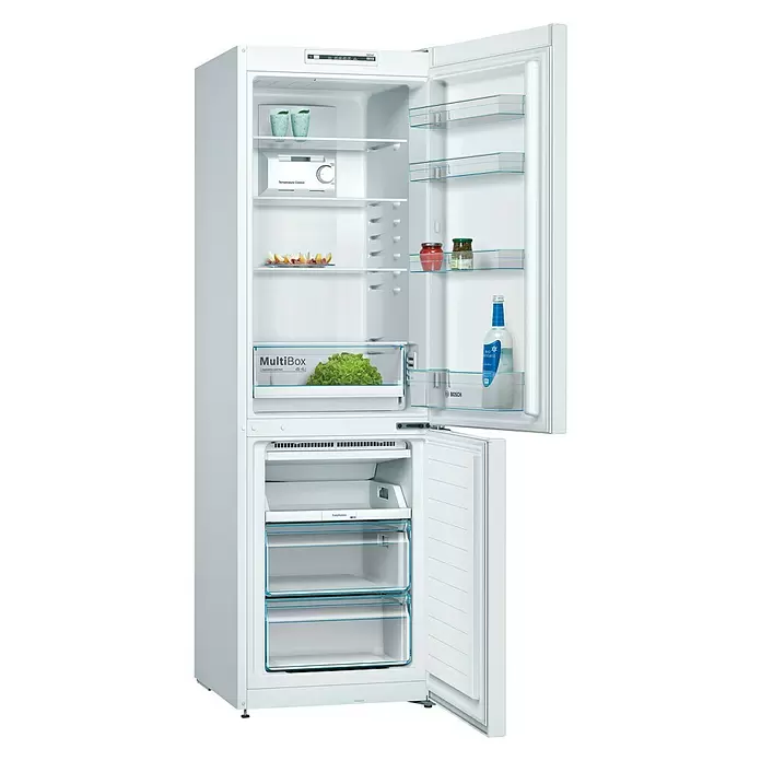 Bosch Nevera combi KGN36NWEB - Contenido útil total: 305 l, 66 x 60 x 186 cm, Blanco - Vista angular