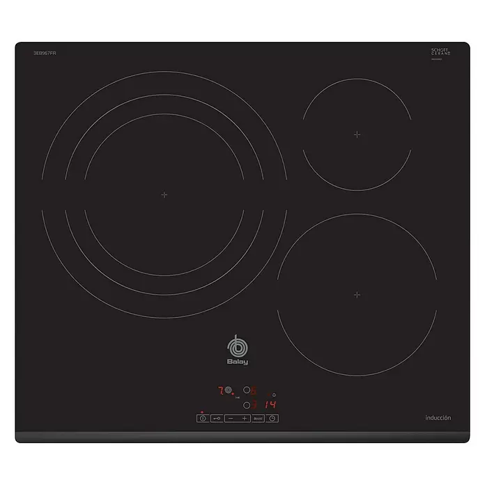 Balay Placa de inducción 3EB967FR - Zonas de cocción: 3 ud., Inducción, Seguridad infantil - Vista superior