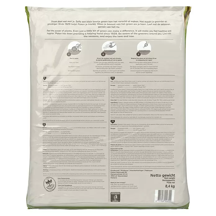 Pokon Gazonmest - 8,4 kg, Inhoud voldoende voor ca.: 125 m² - Achteraanzicht