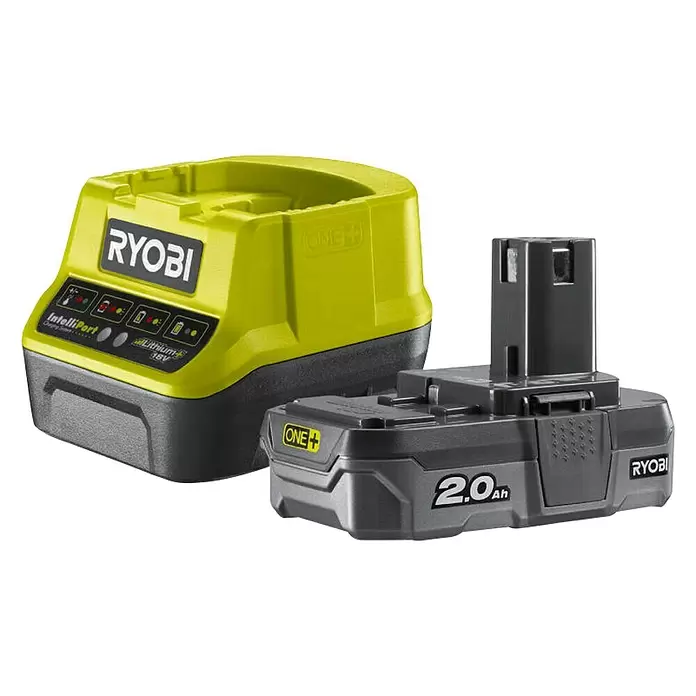 Ryobi ONE+ Accu en lader RC18120-150 - 18 V, 1 accu, 5 Ah - Diagonaal zicht