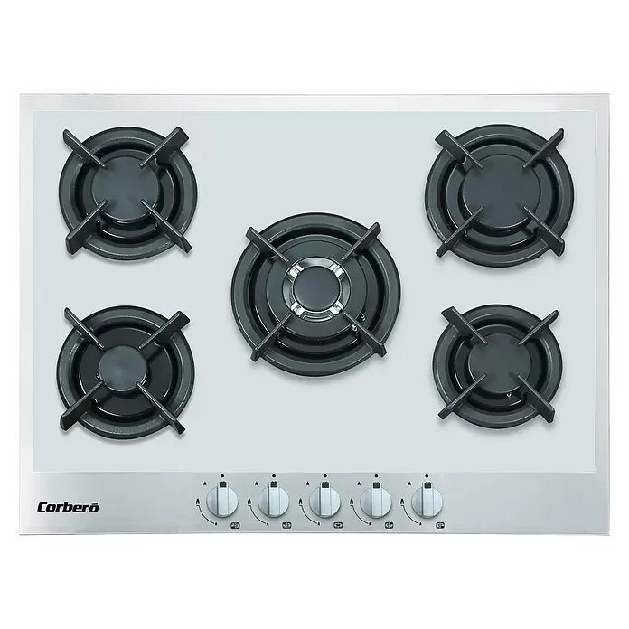 Corberó Placa de cocción de gas CPCGXY7029W - Zonas de cocción: 5 ud., Gas, Cierre de seguridad, Vitrocerámica - Vista superior