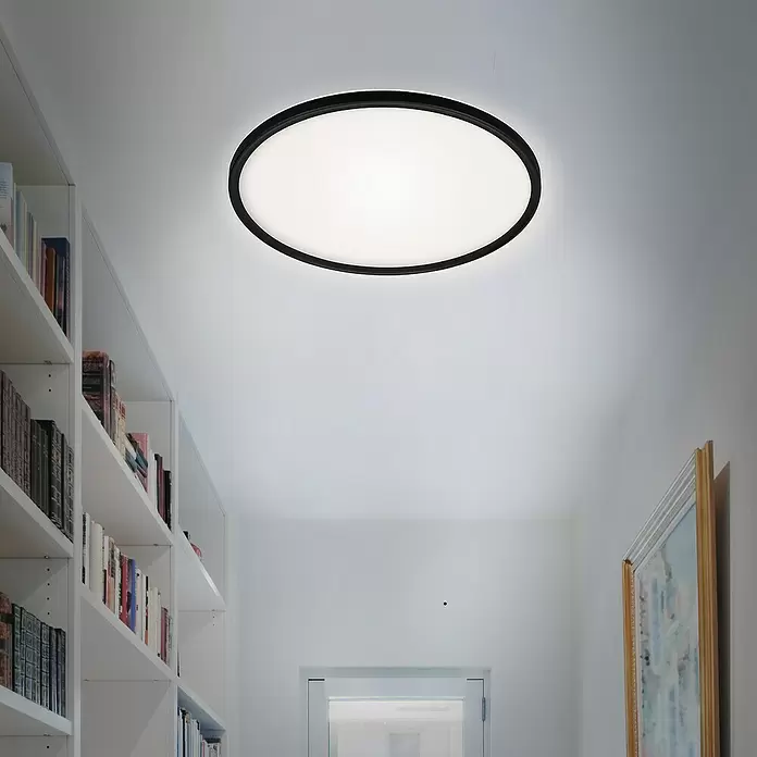 Briloner LED-Panel rund Backlight - 22 W, Ø x H: 42 x 2,9 cm, Schwarz, Neutralweiß - Stimmungsaufnahme