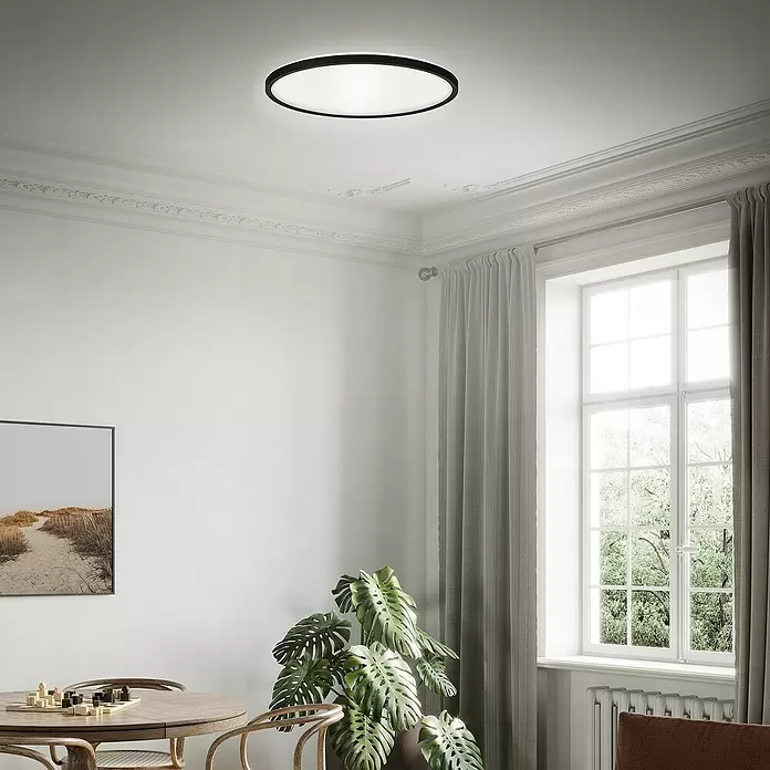 Briloner LED-Panel rund Backlight - 22 W, Ø x H: 42 x 2,9 cm, Schwarz, Neutralweiß - Stimmungsaufnahme