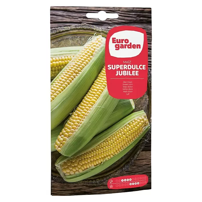 Euro Garden Semillas de vegetales Maíz dulce Jubilee - Cosecha: Junio - Vista frontal