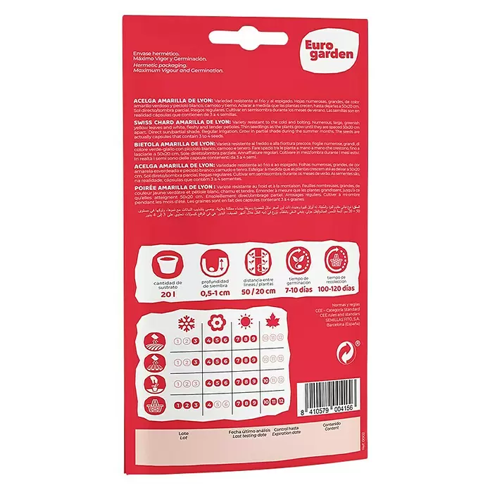 Euro Garden Semillas de lechuga Amarilla de Lyon - Cosecha: Enero, 10 g - Vista trasera