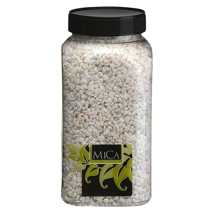 Piedras decorativas mini - Blanco, Tamaño de grano: Ø 2 - 3 mm, 1 kg - Vista frontal