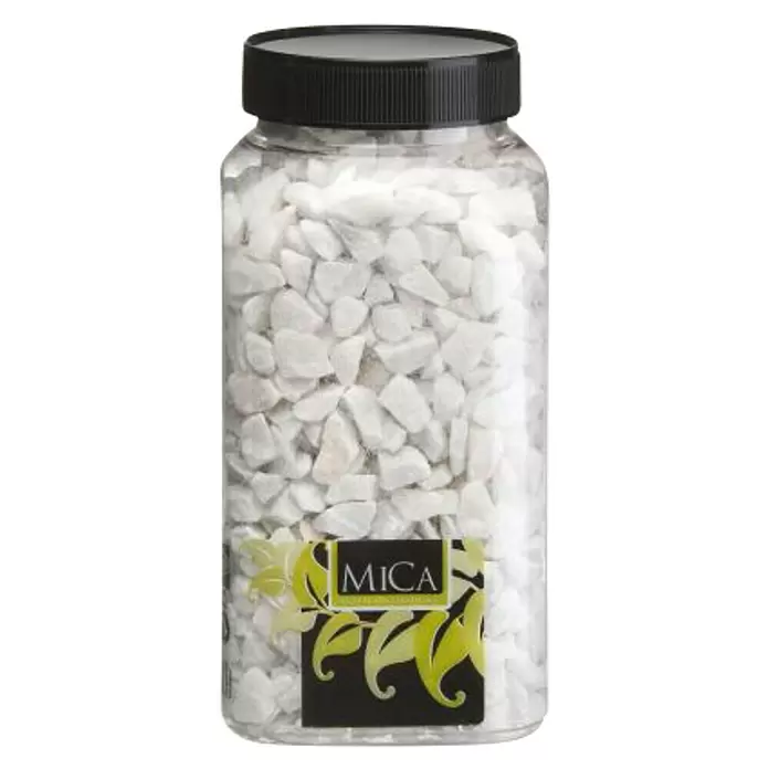 Piedras decorativas midi - Blanco, Tamaño de grano: Ø 9 - 13 mm, 1 kg - Vista frontal