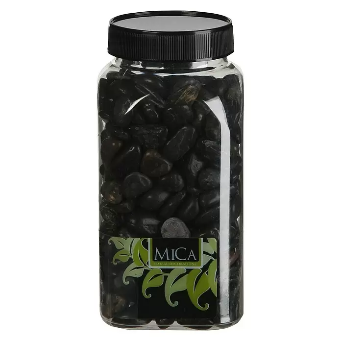 Piedras decorativas - Negro, Tamaño de grano: Ø 8 - 25 mm, 1 kg - Vista frontal