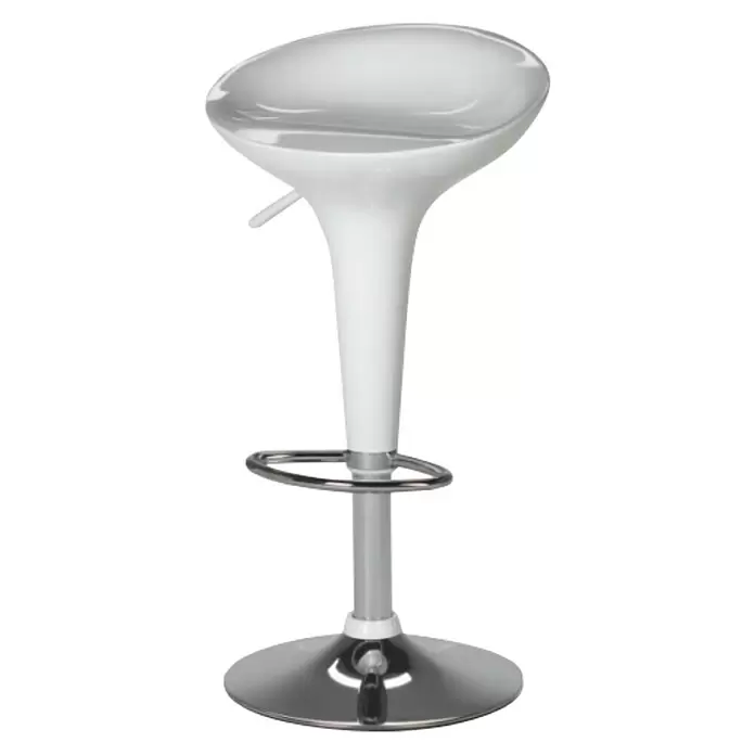 Taburete de cocina Rex - Blanco, Ajuste de altura: 66 cm - 88 cm - Vista angular