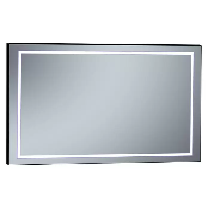 Espejo con luz LED Lisbeth - An x Al: 140 x 80 cm, Transformador, Color del marco: Negro - Vista frontal