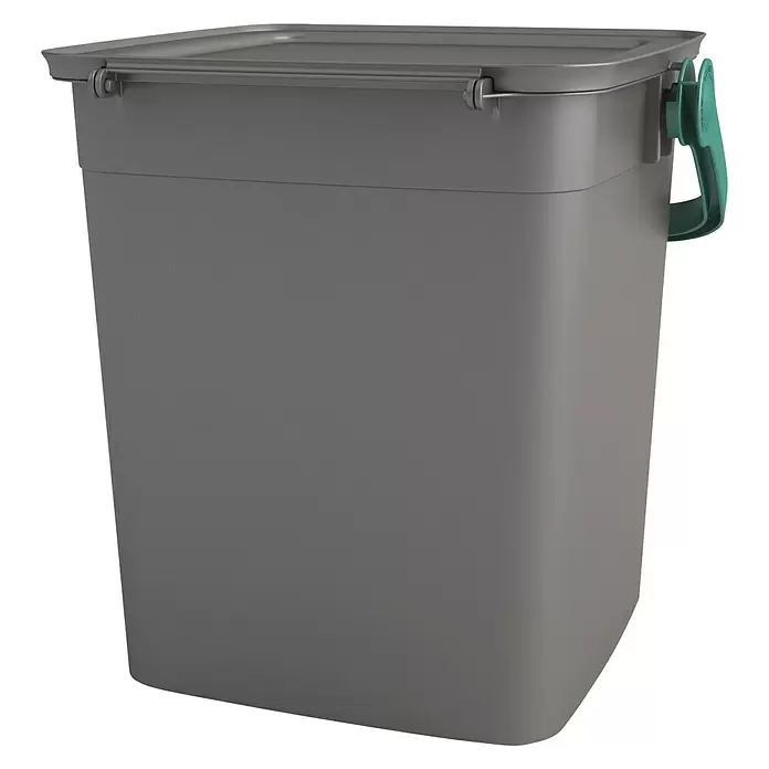 Cubo de basura Bio compost - 9 l, Gris, Rectangular, Polipropileno - Vista angular