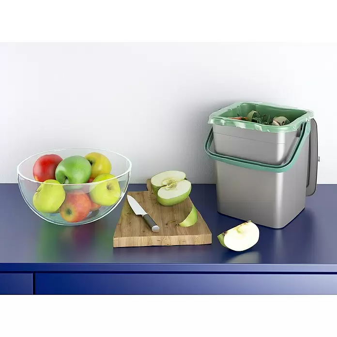 Cubo de basura Bio compost - 9 l, Gris, Rectangular, Polipropileno - Foto ambiente