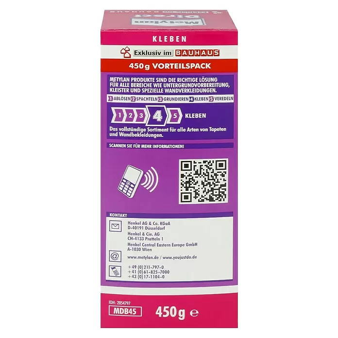 Metylan Vliestapeten-Kleister Direct - 450 g - Rückansicht