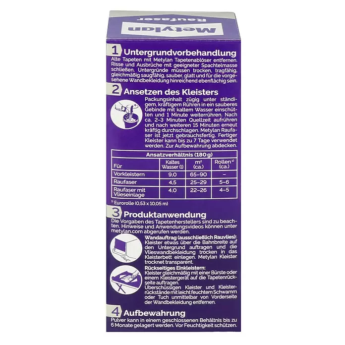 Metylan Tapetenkleister Raufaser - 180 g - Rückansicht
