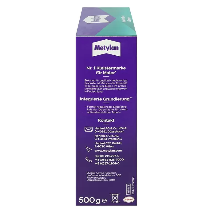 Metylan Tapetenkleister Renoviervlies & Glasfaser - 500 g - Linke Seitenansicht