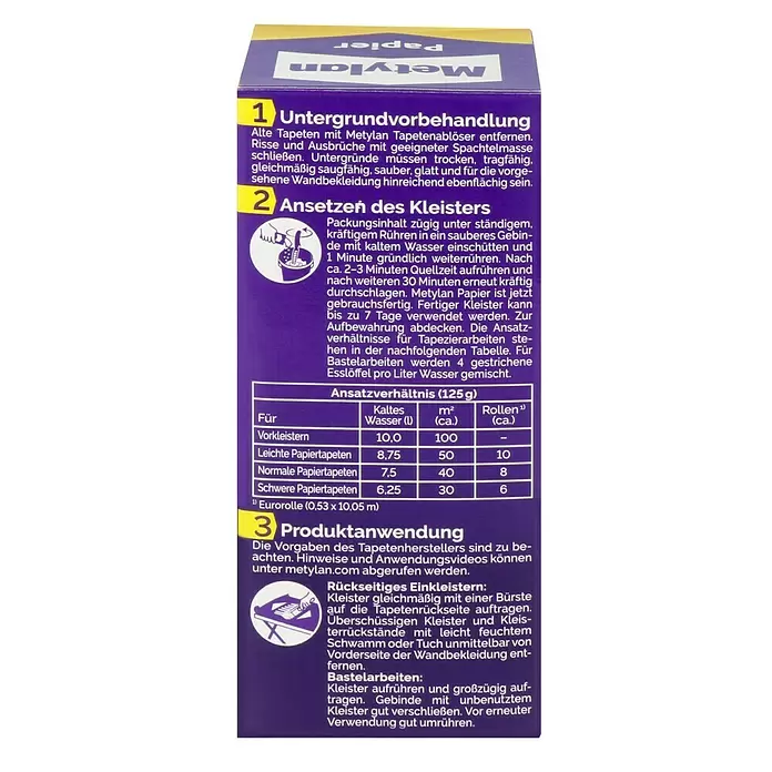 Metylan Tapetenkleister Papier - 125 g - Rückansicht