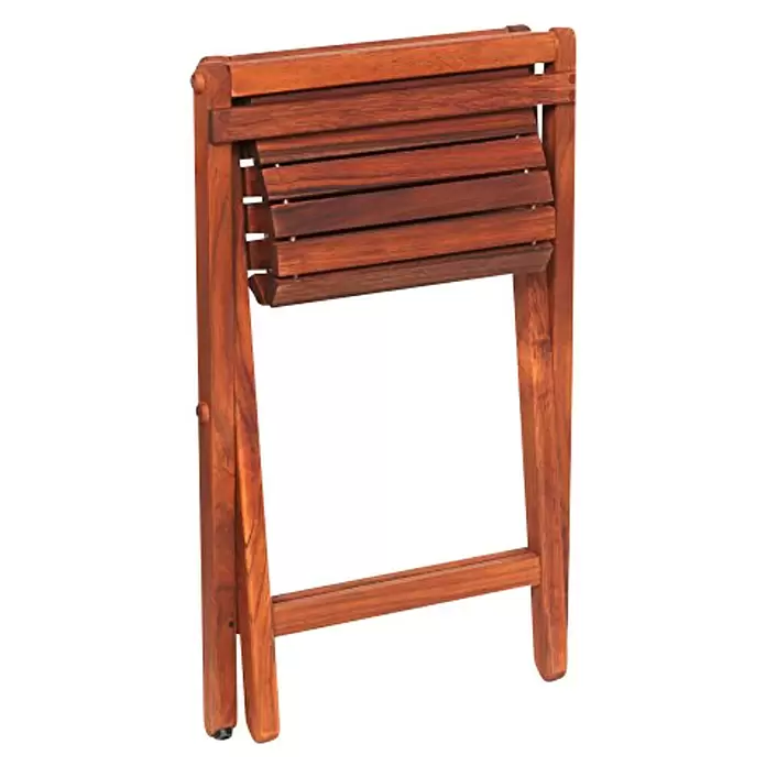 Taburete para baño Asinox plegable - L x An x Al: 41 x 46 x 46 cm, Madera de teca, Marrón - Vista angular