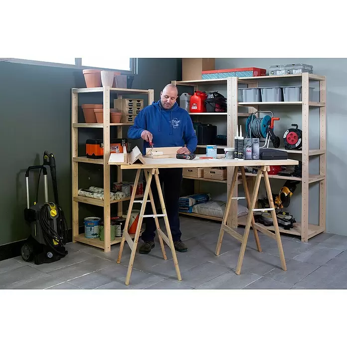 Astigarraga Holzklappbock - Tragkraft: 600 kg bei 2 Holzböcken, Höhe: 100 cm, Kiefer - Anwendungsbeispiel