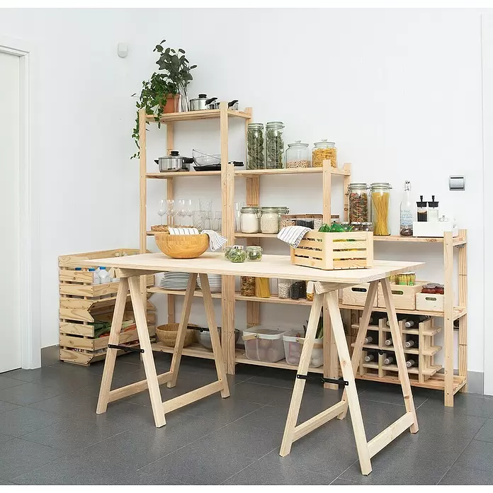 Astigarraga Holzklappbock Professionell - Tragkraft: 600 kg bei 2 Holzböcken, Höhe: 75,5 cm, Kiefer - Stimmungsaufnahme