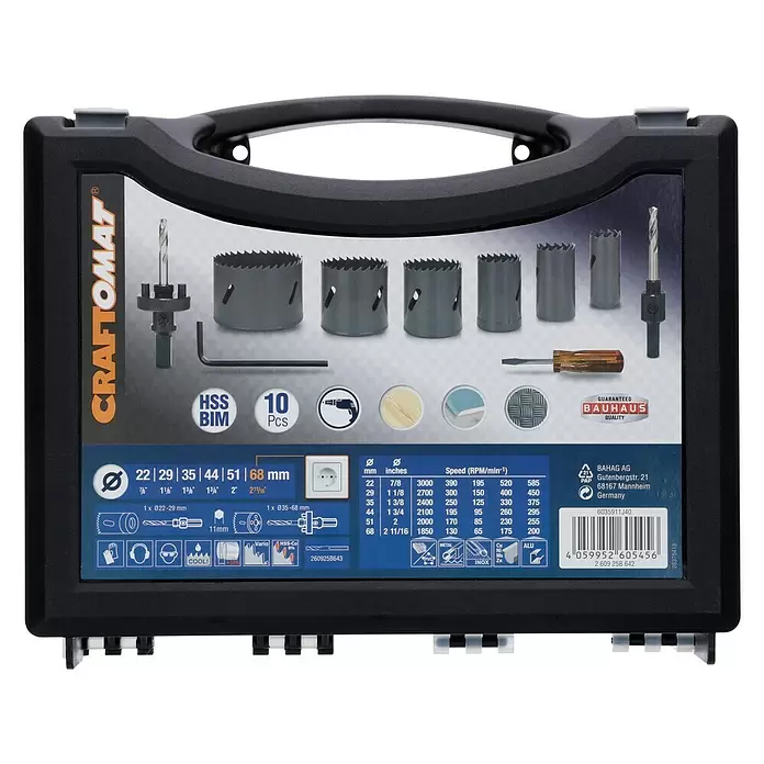 Craftomat Lochsägen-Set HSS Bi-Metall - 10 -tlg. - Vorderansicht