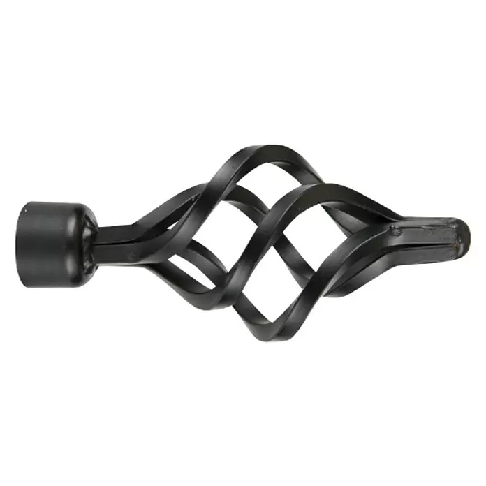 Tapa final Colonial flama - Negro, 1 ud., Para barras con un diámetro de 19 mm - Vista frontal
