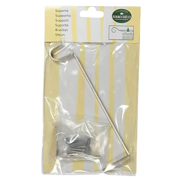 Soporte de pared Largo - Plata, Apto para: Barras para las cortinas de Ø 16 mm, Largo: 20,8 cm - Vista frontal