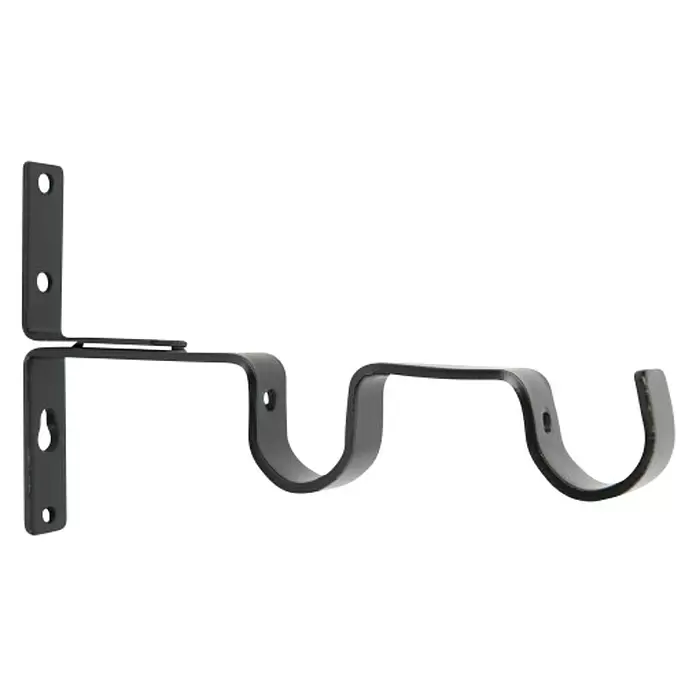 Soporte de pared doble - Negro, Apto para: Rieles de cortina de 2 vías, Largo: 14,2 cm - Vista angular