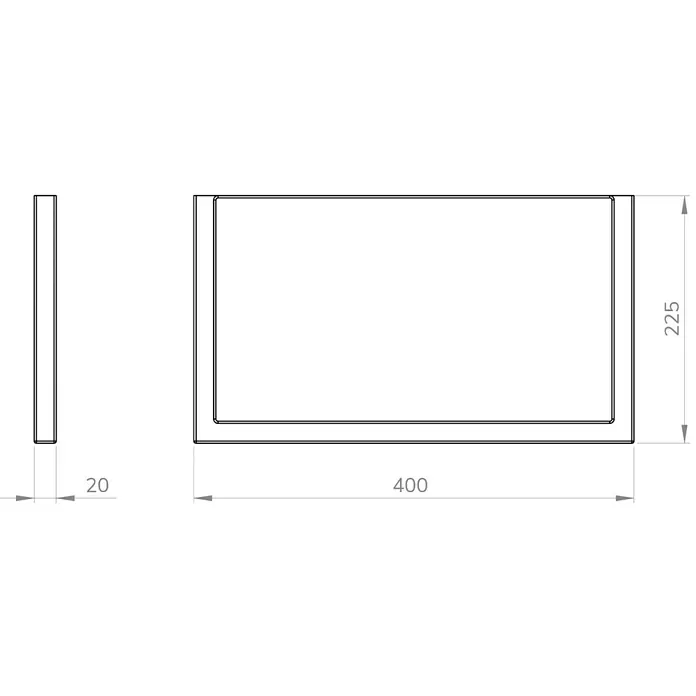 Set de patas de mueble de lavabo Arosa - L x Al: 40 x 22,5 cm, Negro, 2 piezas - Dibujo técnico