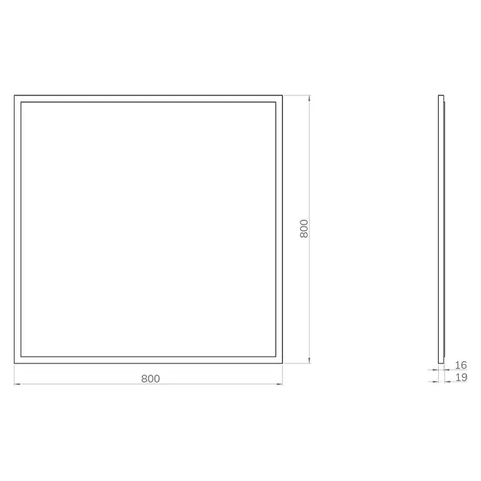Espejo Arosa - 80 x 80 cm, Negro - Dibujo técnico