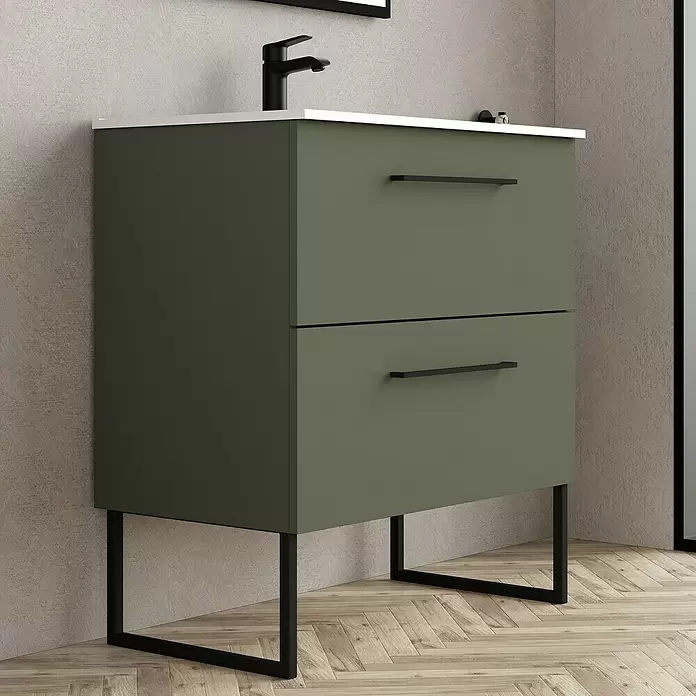 Set de patas de mueble de lavabo Arosa - L x Al: 40 x 22,5 cm, Negro, 2 piezas - Foto ambiente