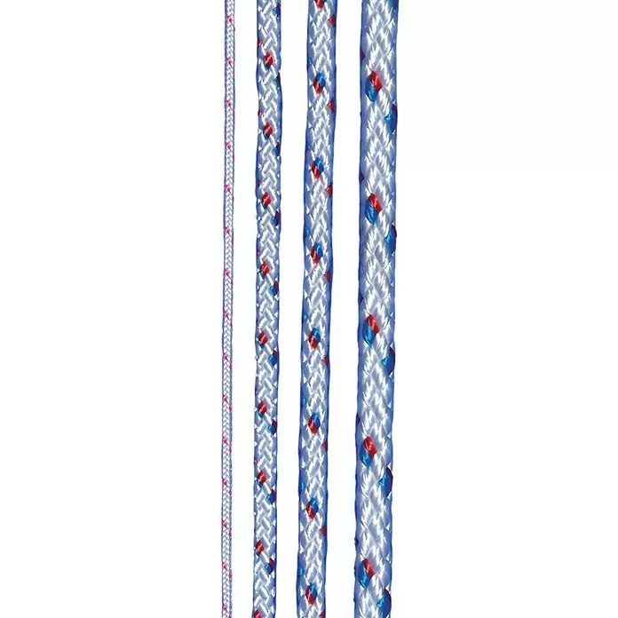 Seilflechter Cabo a metros Birolen - Diámetro: 4 mm, Blanco/Azul, Poliéster - Primer plano