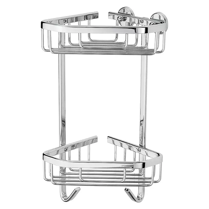 Camargue Cesta de baño angular Mira - 13,6 x 20,6 x 33,5 cm, Cromo, Brillante - Vista frontal