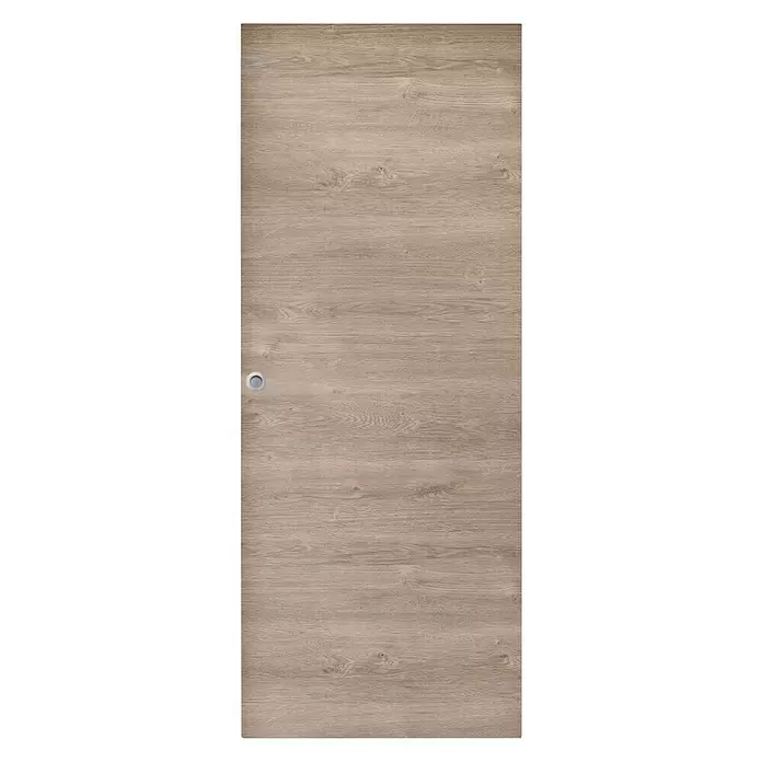 Puerta corredera de madera Nagano - 62,5 x 203 cm, Roble claro, Maciza, Con uñero - Vista frontal