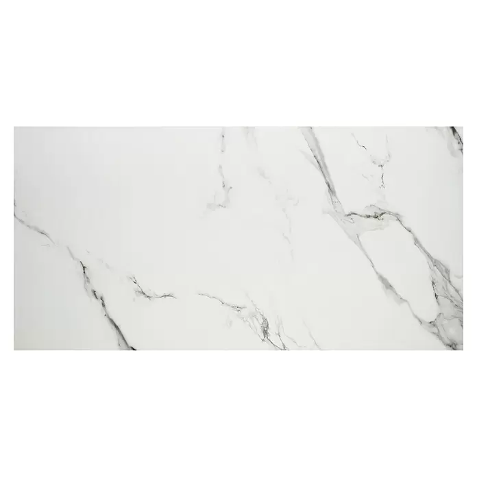 Feinsteinzeugfliese Marmi Statuario - 60 x 120 cm, Weiß, Glänzend - Draufsicht