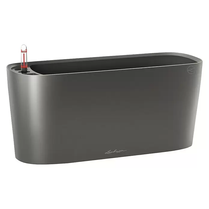 Lechuza Pflanzkasten Delta 20 - Außenmaß (L x B x H): 15 x 40 x 18 cm, Kunststoff, Anthrazit metallic - Diagonale Ansicht