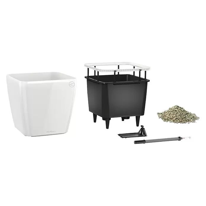 Lechuza Pflanzkasten Premium LS - Außenmaß (L x B x H): 22,5 x 22,5 x 20,5 cm, Kunststoff, Weiß - Diagonale Ansicht