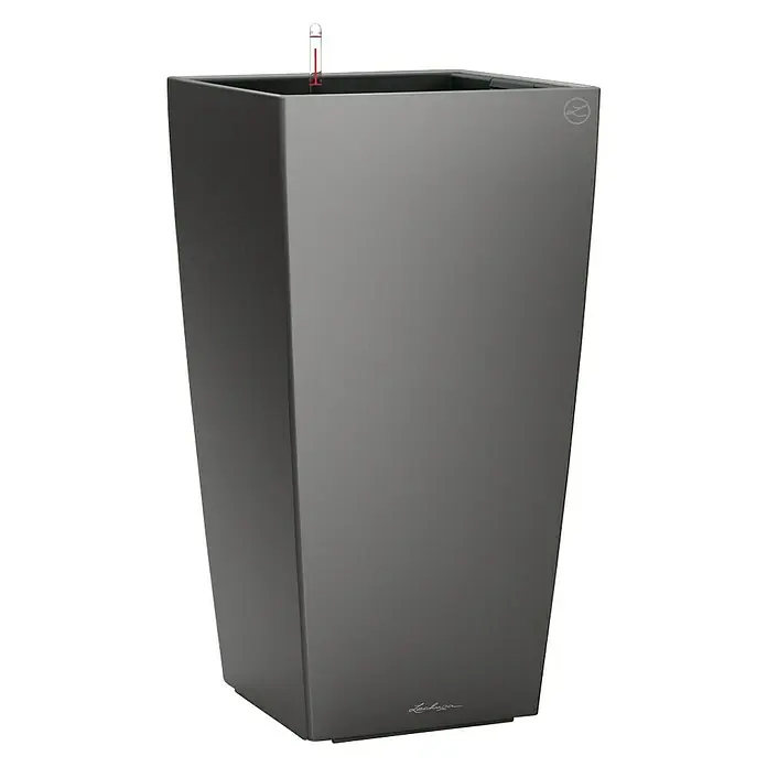 Lechuza Pflanzsäule eckig Cubico Premium - Außenmaß (L x B x H): 39,5 x 39,5 x 75,5 cm, Kunststoff, Anthrazit metallic - Diagonale Ansicht