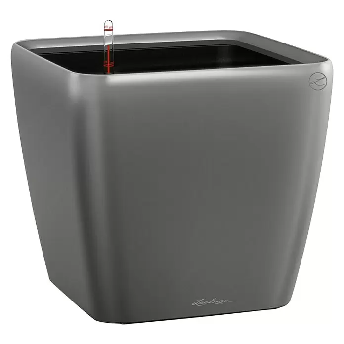 Lechuza Pflanztopf CLASSICO Premium LS - Außenmaß (Ø x H): 36 x 32,5 cm, Kunststoff, Anthrazit metallic - Diagonale Ansicht