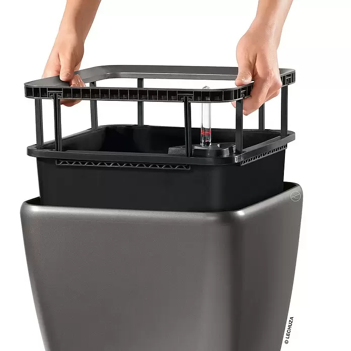 Lechuza Pflanztopf CLASSICO Premium LS - Außenmaß (Ø x H): 36 x 32,5 cm, Kunststoff, Anthrazit metallic - Anwendungsbeispiel